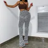Kadın Pantolon Bahar Çizgili Sıradan Örme Dikiş Seksi İnce Yüksek Bel Kişilik Uzun