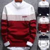 Men s Sweaters Fashion Men striped Sweater pullover Color Block Patchwork O Neck Long Sleeve Knitted Top Blouse For Warm Clothing 230830