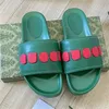 Slide Letter Heren Dames Designer Sandalen Metaal Getextureerd Goud Wit Zwart Blauw Groen Lederen Dikke Zool Strandslippers