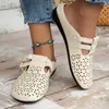 Sandaler Casual Hollow Women's Summer Flat Half Slippers Soft Fashion Covered Toe Double Buckle Shoes British Lady