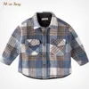 Barnskjortor Fashion Baby Girl Boy Plaid Shirt Jacket Cotton Child Shirt Thick Wool Loose Outfit Winter Spring Fall Baby Casual Clothes 3-14Y 230830