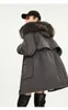 2023European and American Female Fashion Tooling Down Loose Hooded Large Fur Collar Medium Long