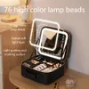 Torby kosmetyczne Etui Inteligentne obudowy kosmetyczne LED z lustrzaną torbą kosmetyczną Modna pojemność Moda przenośna torba do przechowywania torby makijażu dla kobiet 230830