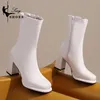 Boots S Sexy Cosplay Women Fashion Spring Autumn Shoes Vintage Calf Booty Unisex Elegant Candy Yellow Red Party 230830