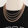 Chaînes plaqué or rose Singapour Twist Chain Rope Collier en acier inoxydable pour femmes hommes 2/2.4/4/6/8mm de large 18-24 pouces