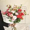 Decoratieve bloemen 74cm Kleine rozen Kunstbloem Bruiloft Tuintafel Roos Boeket Arrangement Thuisfeest Nepplant Simulatie