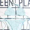 Женский три очка купальный костюм мода лето два куска бикини набор алфавита сексуальная пляжная купальник.