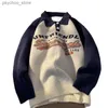 American Vintage Strickpullover Mann Streetwear Harajuku Mode Polokragen Pullover für Mann Herbst und Winter Herrenbekleidung Q230830