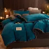 Ensembles de literie 3PC/4PC hiver chaud solide flanelle housse de couette Super doux confortable couette garder ensemble de draps textiles de maison