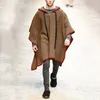 Mens Wool Blends Men Fashion Autumn Winter Medieval Gothic Maxi Hooded Cloak Poncho Coat Hoodie Cape 230829