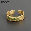 Band Rings LIVVY Silver Color Jewelry Multi Resizable Zircon For Women Girls Trendy Wedding Gift Trend 230830