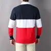 Polos pour hommes Super haute qualité européenne américaine britannique Royal Sport brodé revers polo chemise hommes manches longues contraste 230830