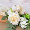 Decorative Flowers Rose Artificial Flower Pink White Plastic Bouquet Wedding Decoration Chairs Aisles Church Pews Arches Fake