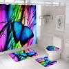 Shower Curtains 3D Print Flowers Bath Curtain Butterfly Bathroom Curtains Fabric Floral Shower Curtains Waterproof Screen with R230830