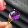 Cluster Ringe Feiner Schmuck Echt Reines 18K Gold AU750 Runde Form Natürliche Amethyst Edelsteine Weiblich Für Frauen Ring