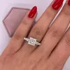 Cluster Rings IGI Diamond Engagement Ring Vs1 F Princess 2.3 Ct Lab-Created CVD Special
