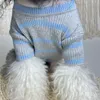 ペット犬のセータースウェットシャツニット子犬シュナウザーテディブーメランピットブルウォームスウェットシャツモノグラム刺繍ストライプドッグニットウェア