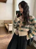 Women's Sweaters Ren Month Day: Product. Folded Full Reduction Striped V-neck Color Matching Cardigan Knit Top