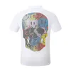 جديد PP Men Polo Shirt Skull Summer Diamond Phillip Plain Short Sleeve Designer T Shirt Harajuku Tee Skulls Print Tops Streetwear SP9021