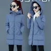 Trench da donna Parka invernale Tinta unita Giacca imbottita in cotone spesso caldo Donna Casual Cappotto di media lunghezza con cappuccio Capispalla allentata