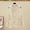 Kvinnors blusar White Bow Fairy Top With Western Lace Bottom 2023 Summer Loose Fashion Small Shirt