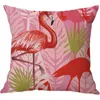 Cuscino Nordic Flamingo Fodera per foglie tropicali Fiore Fodera in cotone e lino Decorazione domestica Federa decorativa per divano