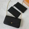 New high-quality mahjong bag 3-in-1 61276 Fashion small square bag card bag Mobile phone bag Purse Designer women's leather flower back hair