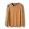 Men's T Shirts Top Quality Wool 4.7% Mens Shirt Solid Color Soft Round Neck Long Sleeve Tops Casual Men Clothing