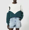 Designer Sweatshirts MARANTS ISABELS Flocking Print Block Loose Pullover Sweatshirt Women Long Sleeve Terry Sweater Hoodie