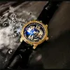 Wristwatches AOKULASIC Automatic Winding Men's Watch Fashion Unique Mechanical Wristwatch Leather Strap Waterproof Clock Reloj Hombre