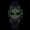 Relojes de pulsera Seakoss Panda Cronógrafo Mecánico Reloj para hombre Movimiento de gaviota ST1901 Cuello de cisne 40 mm para hombres Zafiro FKM Correa de silicona