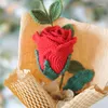 Decorative Flowers 1PCS Knitting Bouquet Rose Flower Hand-woven Large Sunflower Home Accessories DIY Valentine's Day Gift For Girlfriend