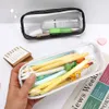 Learning Toys new large-capacity zipper transparent pencil case school pencil case office school stationery storage box