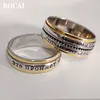 Bröllopsringar Bocai Real 925 Pure Silver Personlighet kan vändas Man och Woman Ring Retro Säljer lycka födelsedagspresent 230830