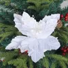 Flores decorativas de longa duração flor artificial ornamentos festivos para decoração de árvore de natal brilhante falso natal