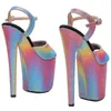 Sandales Leecabe 20cm / 8 pouces Raiinbow PU supérieur femmes mode haut talon plate-forme bride à la cheville chaussures de danse pôle