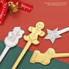 Set di stoviglie Decorazione regalo di Natale Cucchiai da dessert Cucchiaio da caffè Scatola di posate per pan di zenzero Acciaio inossidabile Pupazzo di neve E3P6