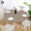 Table Cloth Round Waterproof Non-slip Elastic Tablecloth Classic Pattern Cover Home Kitchen Dining Room Decoration