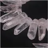 Lucite di plastica acrilica 35-38 pezzi / filo di grandi dimensioni cristallo trasparente quarzo punti forati superiori gemme naturali lucidate zanna bastone punta penna Dhvfl