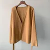 Misto lana da donna Donna Inverno Scollo a V Cappotto corto in lana double face Vita con lacci Cardigan in misto lana e cashmere da donna Capispalla larghi Top 230830