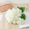 Dekorativa blommor Simulering Silk Ribbon Leaf Hydrangea Bouquet Tea Table El Decor Artificial Hortangeas Fake Flower Wedding Decoration