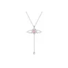 Sterling Silver French Light Luxury New Style Moving Small Wings Tassel Collar Chain Lingering Romantic Love Pendant Necklace Ornament