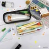 Learning Toys new large-capacity zipper transparent pencil case school pencil case office school stationery storage box