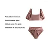 Kvinnors badkläder 1 Set kvinnor baddräkt vadderad andningsbara puff ärmar Lace-up Design Bikini för pool