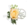 Decorative Flowers Wedding Boutonniere Rose Pearl Breast Flower Wrist Bracelet For Bridesmaid Corsage