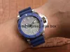 AAAAA VSVSF 42 -мм PAM959 TOP Automatic Moders Mens Watch Blue Ceramic Bezel Grey Dial Rubber Edition Luxury Men Watch 959