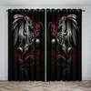 Curtain Customize Rose Red Black Dragon Design Two Drape Thin Window Curtains For Living Room Bedroom Decor 2 Pieces