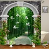 Shower Curtains Beach Seaside Scenery Outdoor Shower Curtain Arch Greenery Nature Scenery Fabric Cloth Hanging Curtains Bathroom Decor R230831