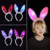 Party Favor LED Light Flashing Fluffy Rabbit Ears Headband Sequins Headdress Bunny Ears Cosplay Head Wraps Halloween Christmas Headwear Q547