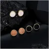 Stud Nytt harts Druzy örhängen för kvinnor Simple Circle Stone Gold Earring Female Fashion Jewelry Gift In Bk Drop Delivery Dhuwp